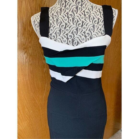 Roland Mouret Persian Double Stretch Crepe Gown Black, Mint, White Size 6 - Picture 5 of 12